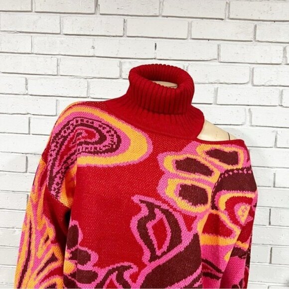 Farm Rio Pink Bold Floral Knit Sweater - Size Medium - Picture 2 of 9